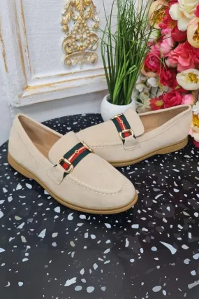 Gold Buckle Soft Round Toe Loafers