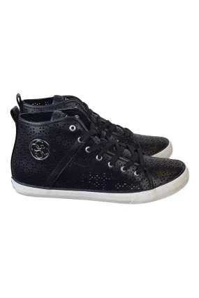 GUESS Glinna Matte Black Laser Cut High Top Sneakers (41)