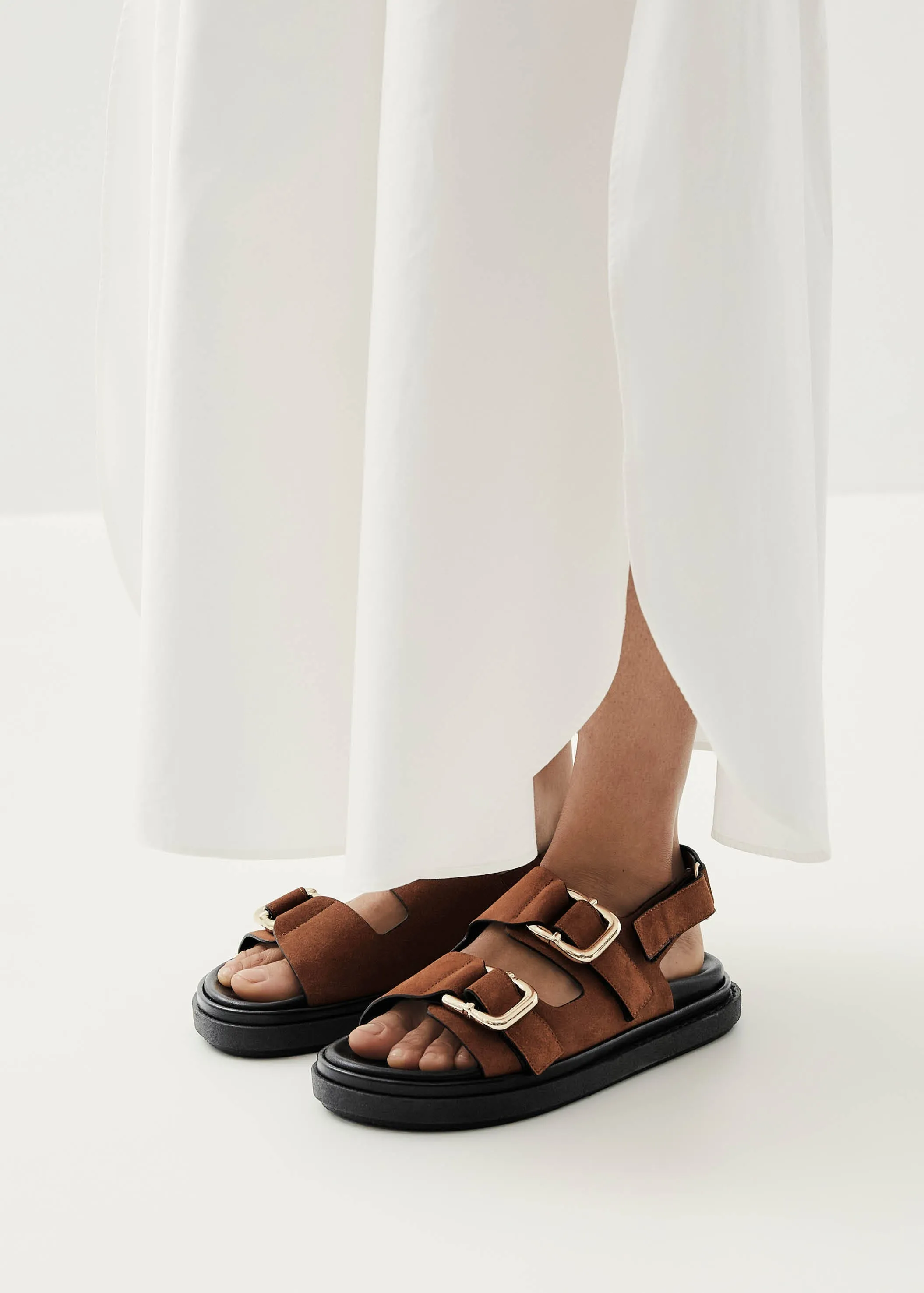 Harper Suede Brown Leather Sandals