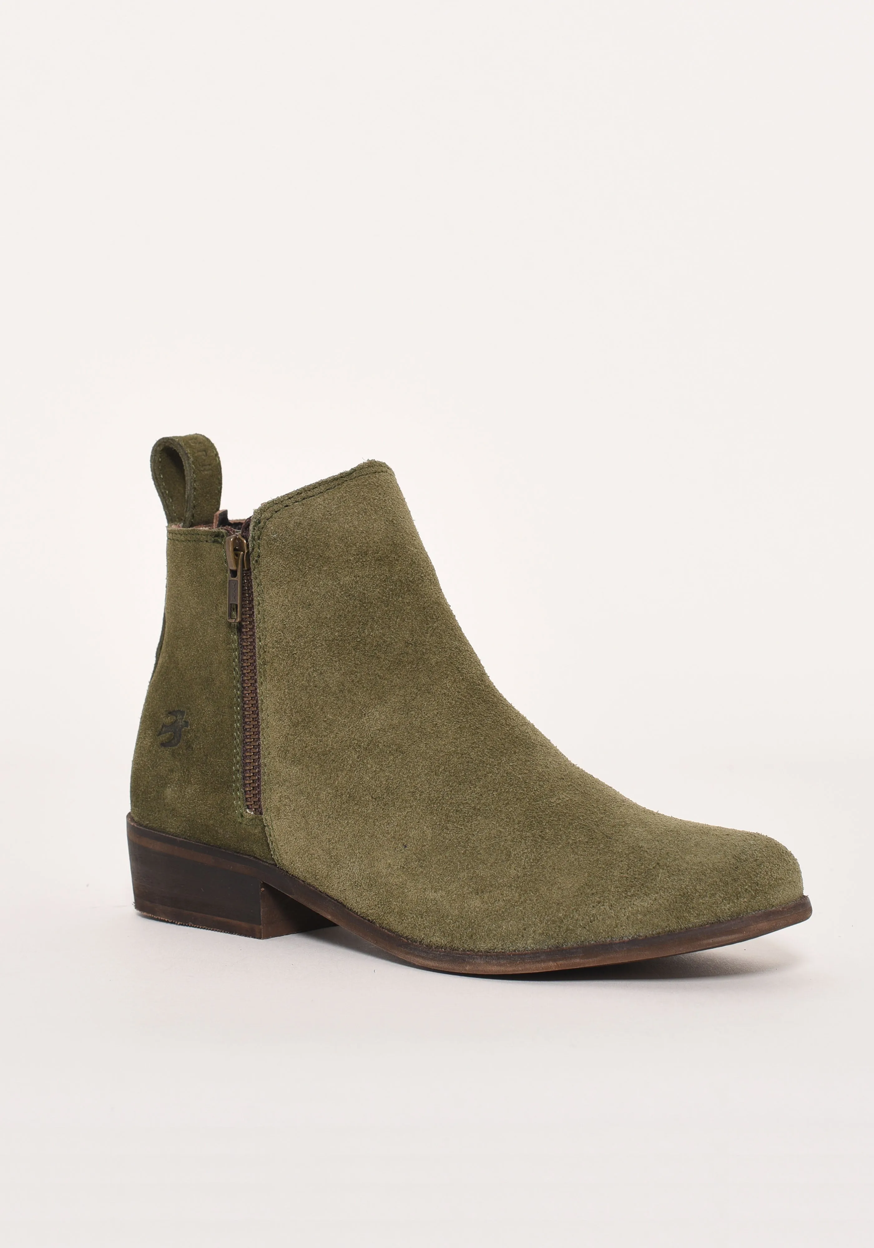 Heeled Suede Zip Boot