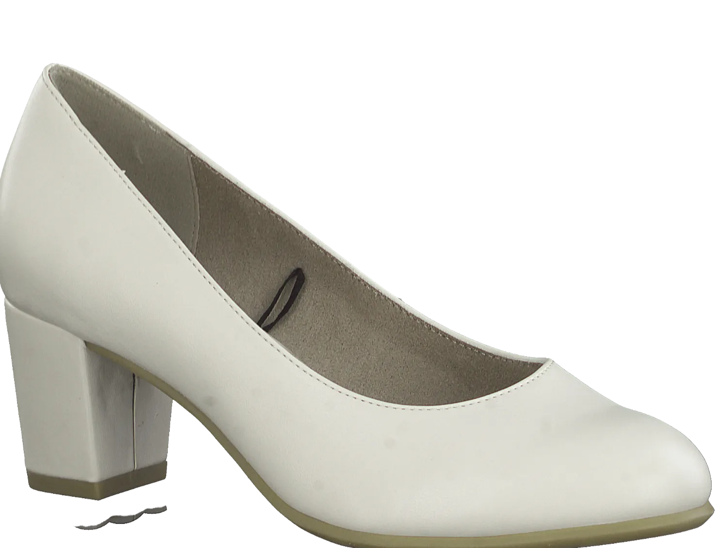 Jana Ladies Ivory Block Heel Court Shoe 22469-411