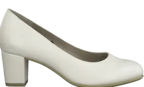 Jana Ladies Ivory Block Heel Court Shoe 22469-411