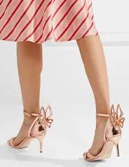 'Madame Chiara' Rose Gold Heeled Sandals (Lower Heel)