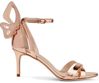 'Madame Chiara' Rose Gold Heeled Sandals (Lower Heel)