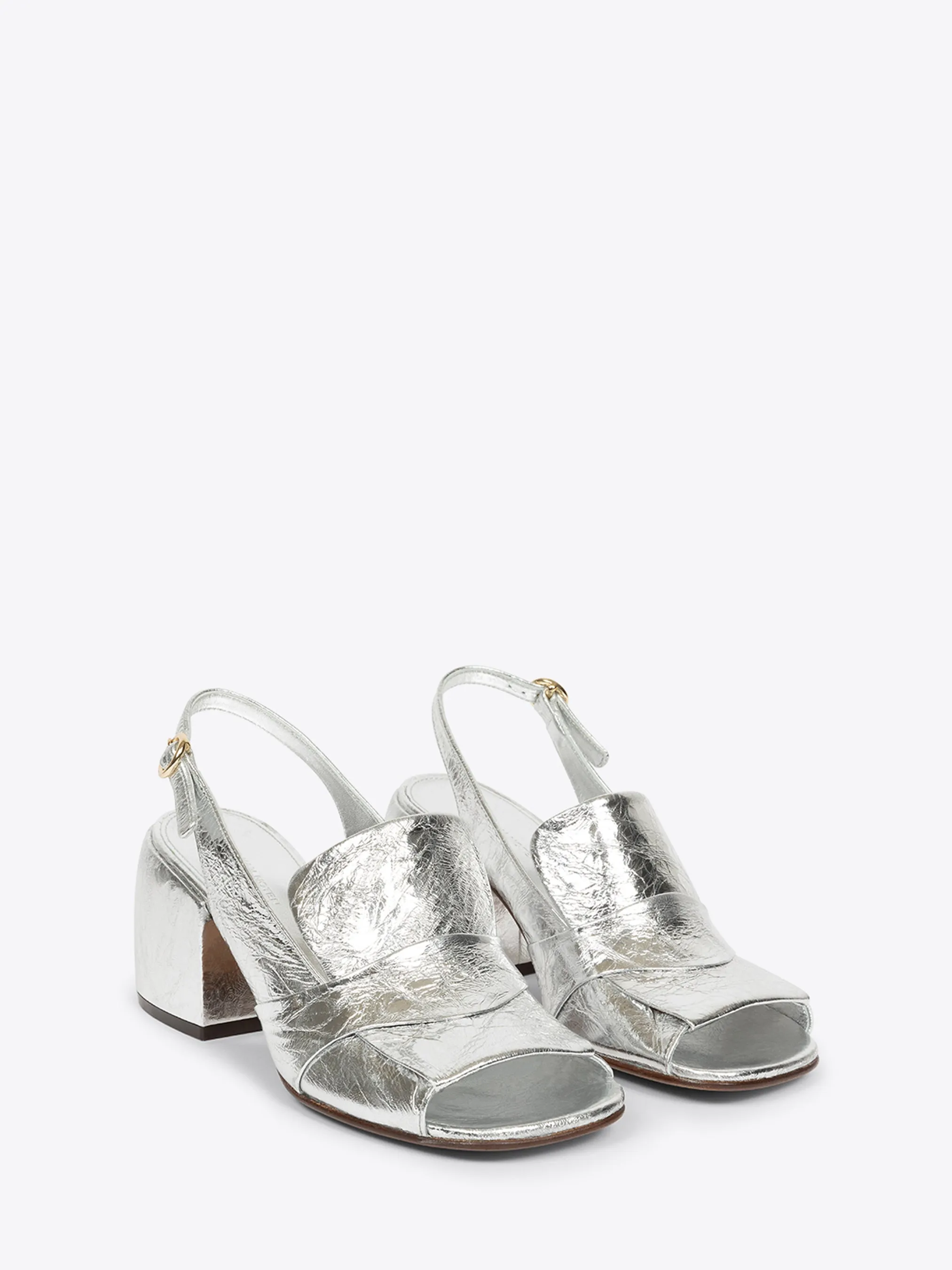 Metallic leather mules