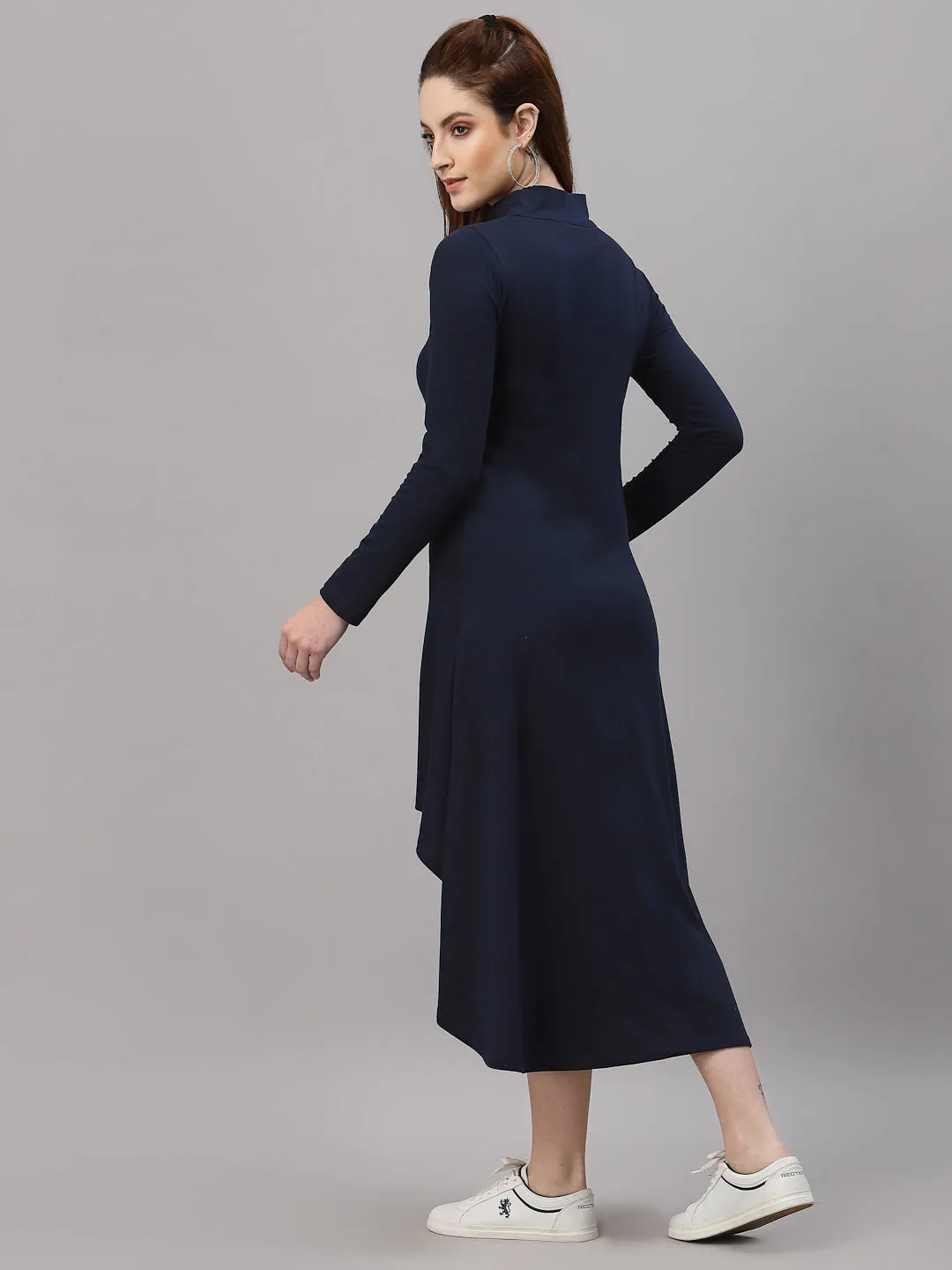 Navy Blue High Low Maxi Dress