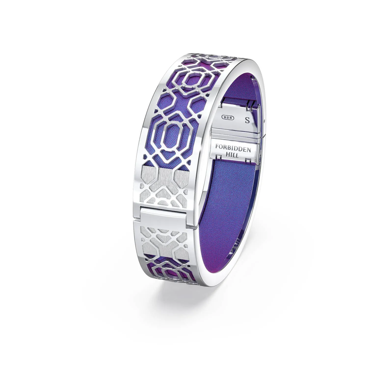 Peranakan Grace Bangle - Dawn Mauve - Sterling Silver