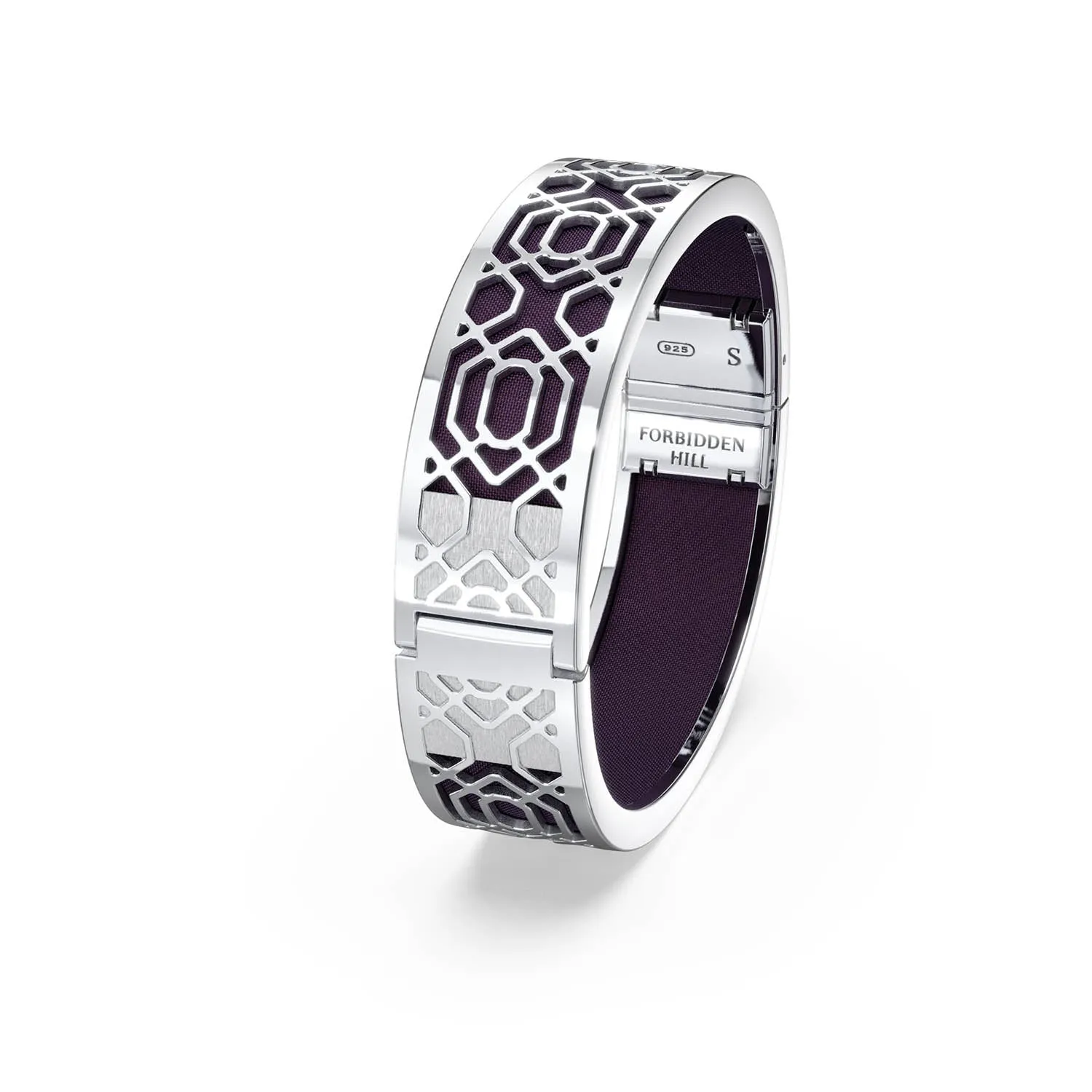 Peranakan Grace Bangle - Deep Plum - Sterling Silver