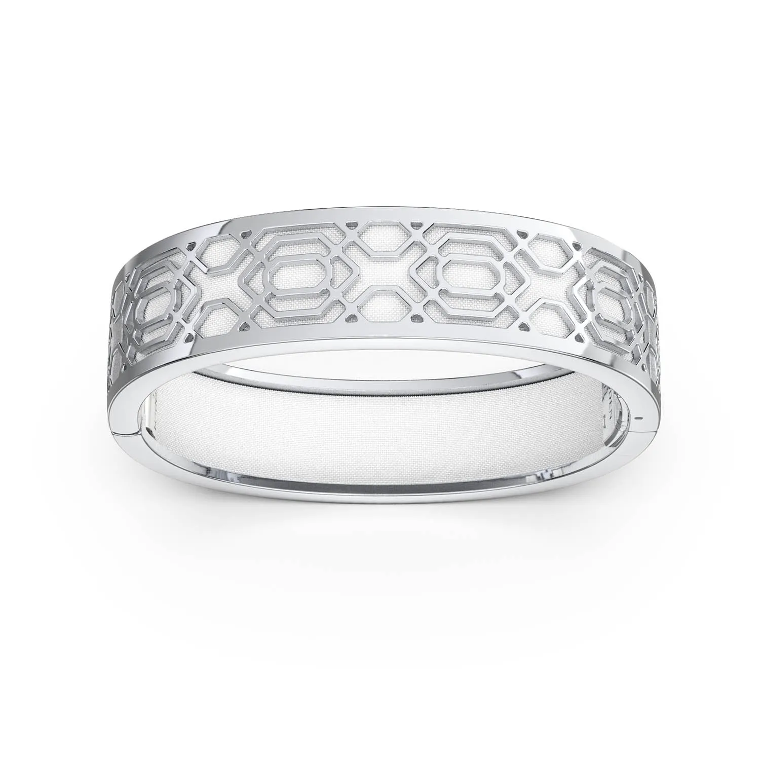 Peranakan Grace Bangle - Lychee White - Sterling Silver