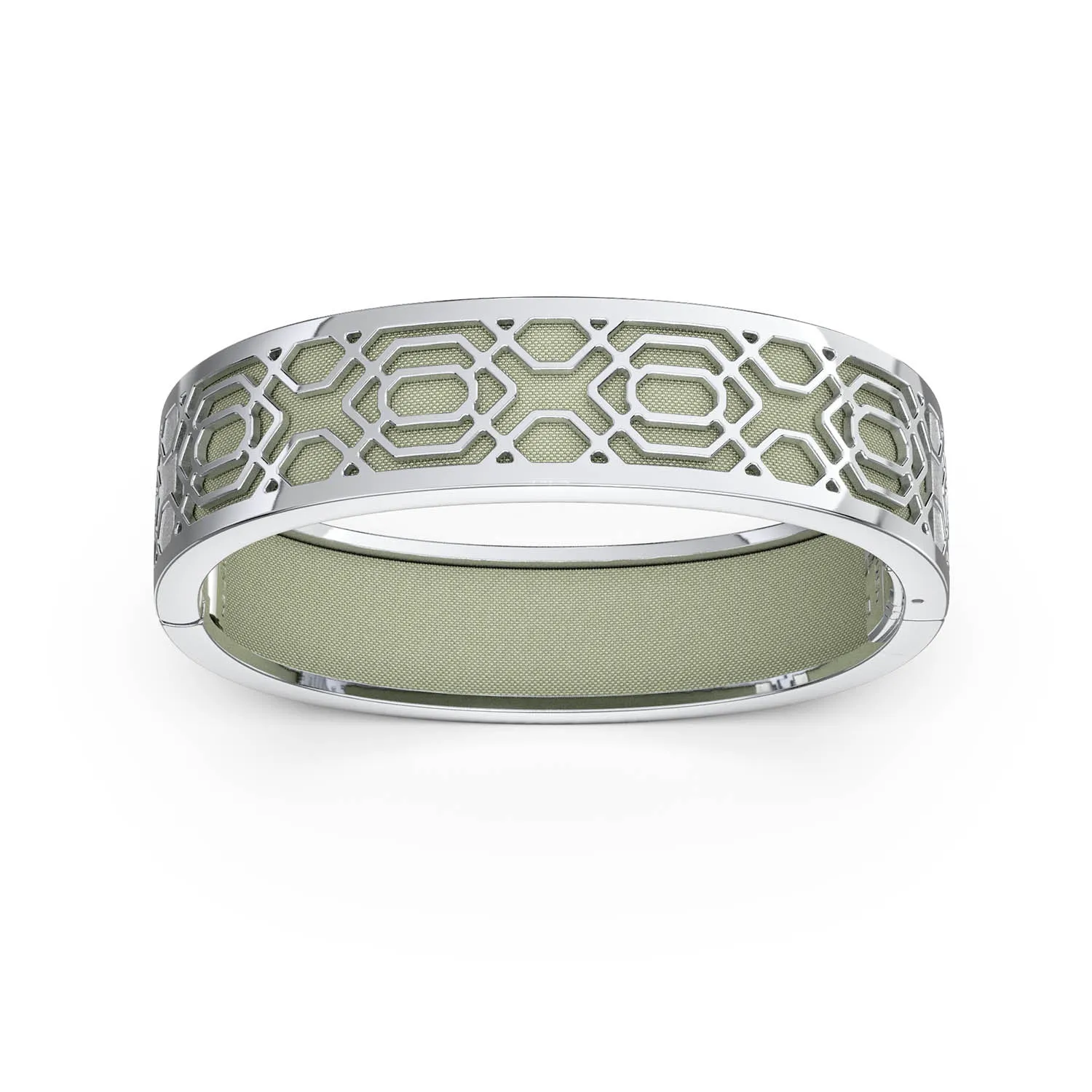 Peranakan Grace Bangle - Shophouse Olive - Sterling Silver