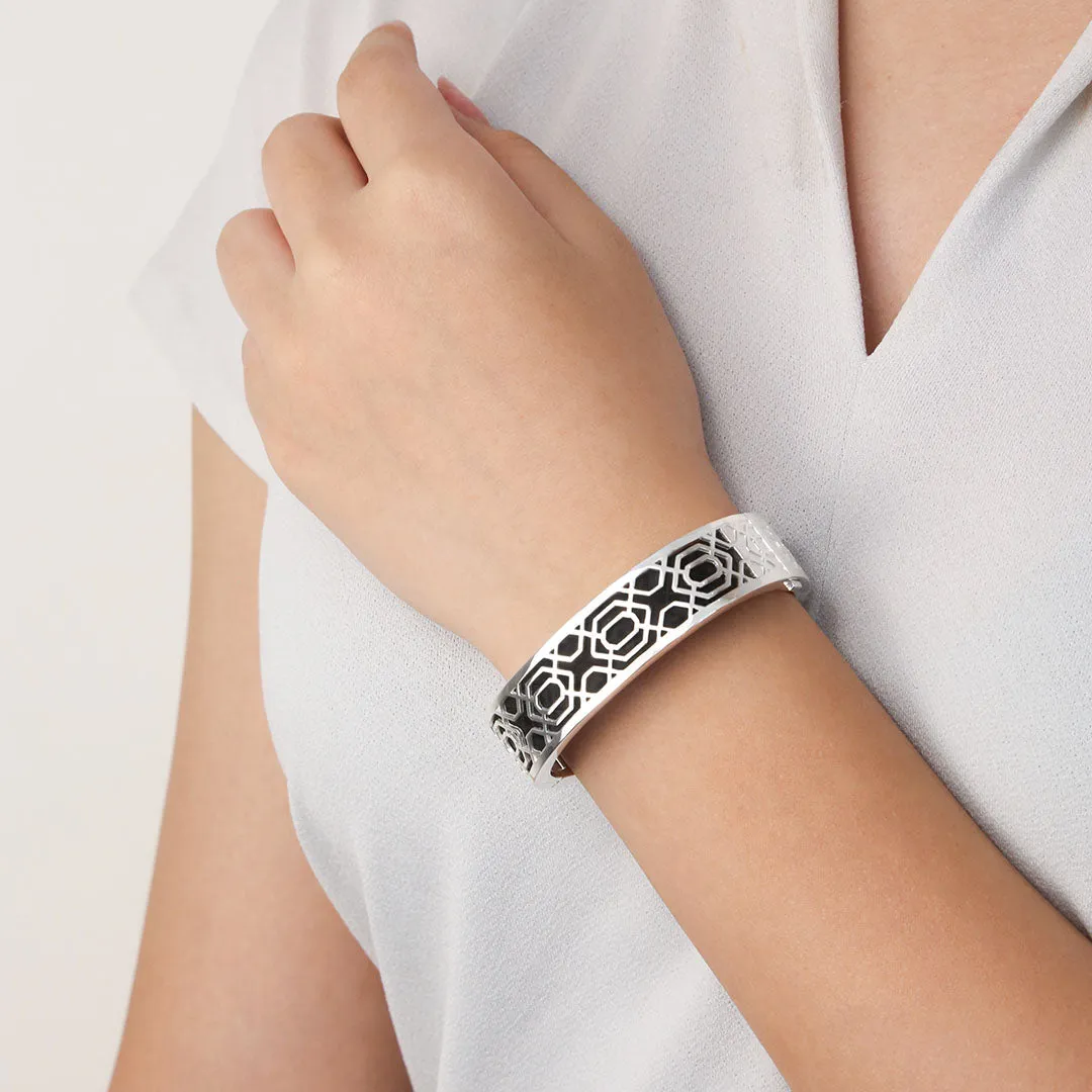 Peranakan Grace Bangle - Shophouse Vanilla - Sterling Silver