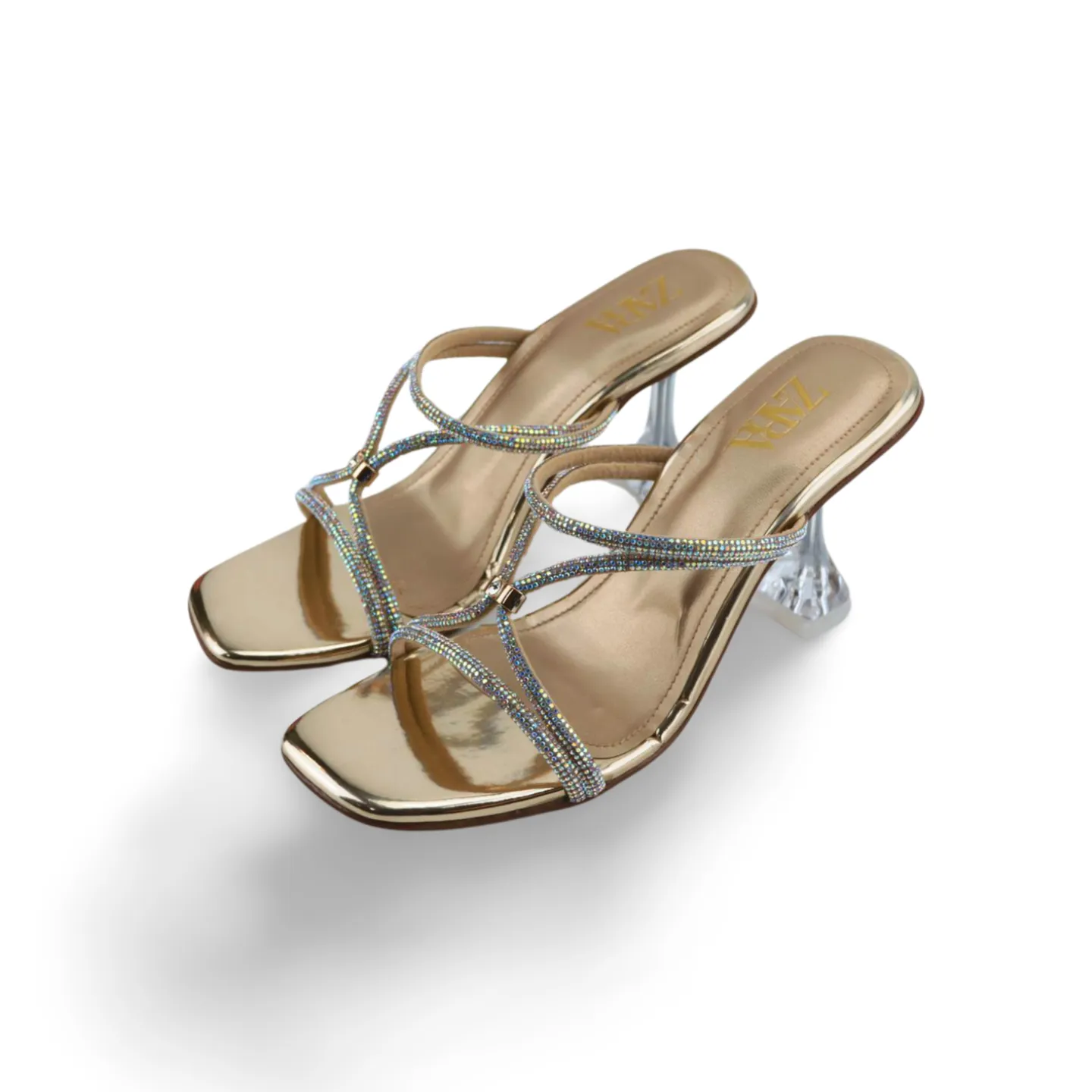 Rhinestones Straps Clear Heels Sandals For Women