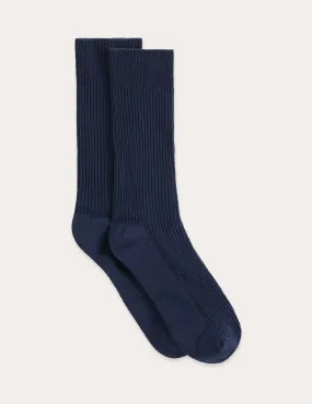 Ribbed Crew Socks - Navy