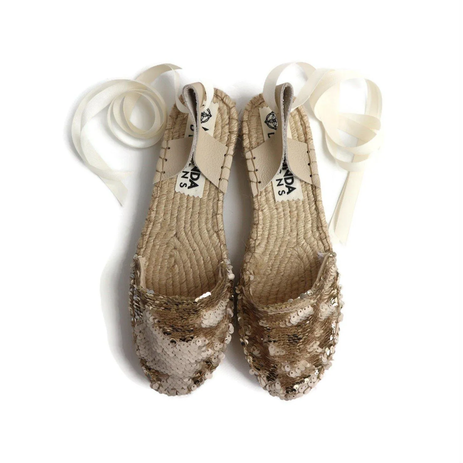 Sequin Espadrilles - Champagne - Double Sole