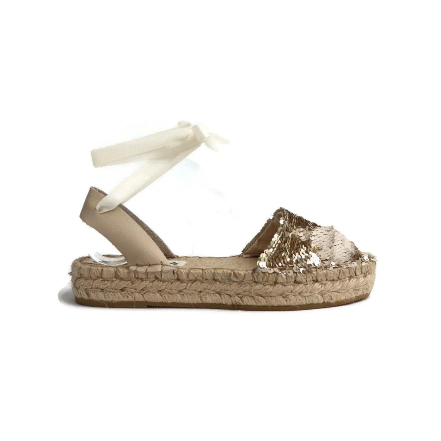 Sequin Espadrilles - Champagne - Double Sole