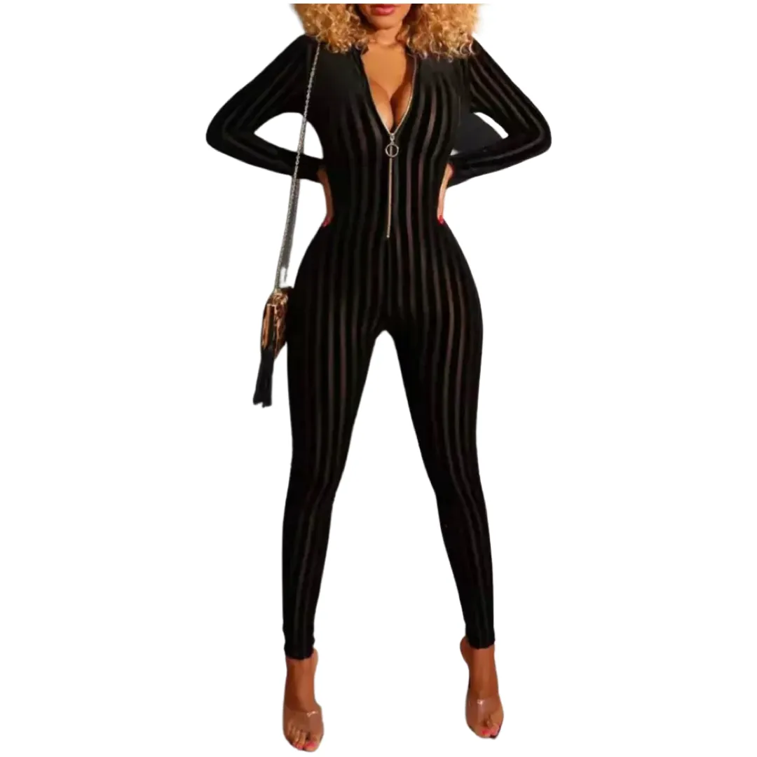 SHEER MESH SEXY BLACK JUMPSUIT ROMPER