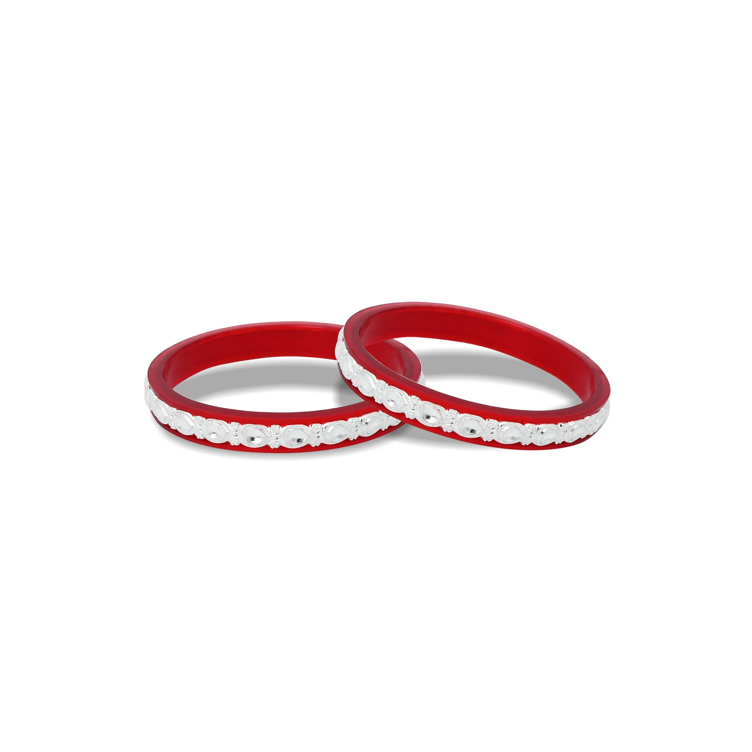 Silver "Diva's Grace" Red Bangles for Women