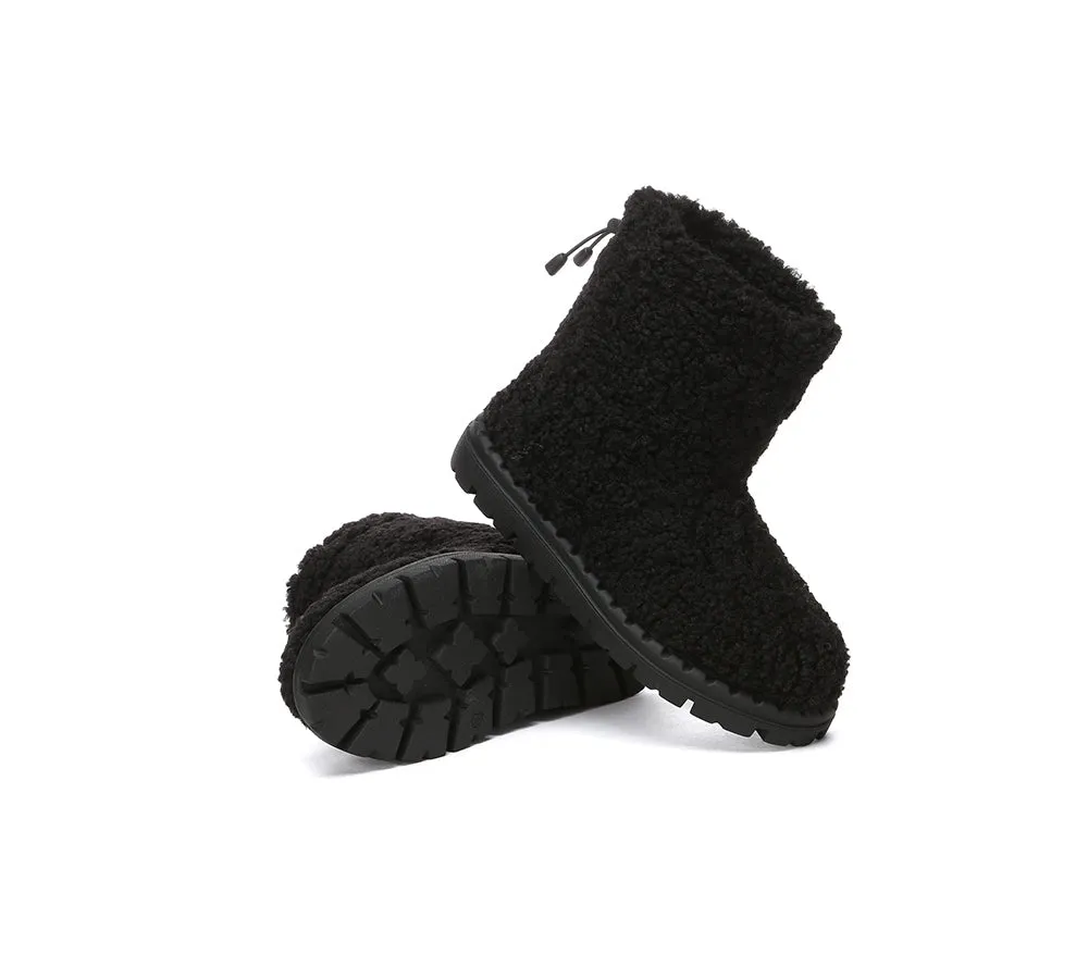 UGG Sheepskin Wool Plush Drawstring Boots Peggy