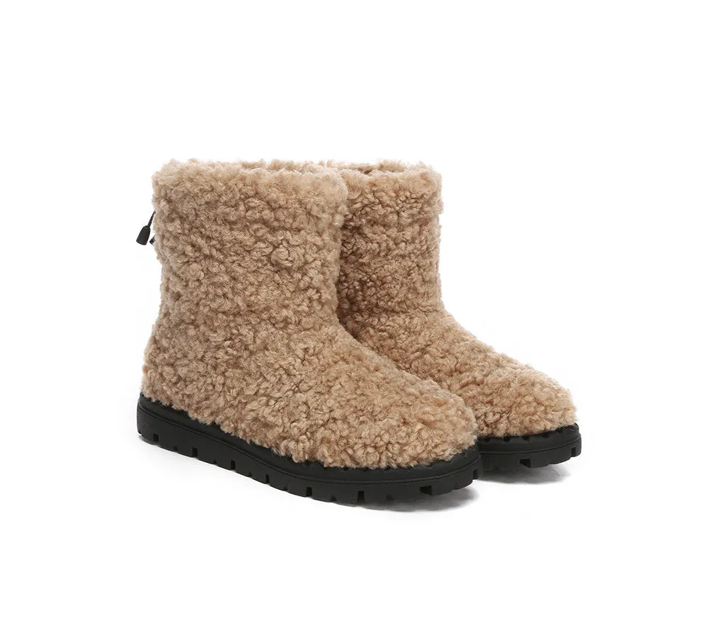 UGG Sheepskin Wool Plush Drawstring Boots Peggy