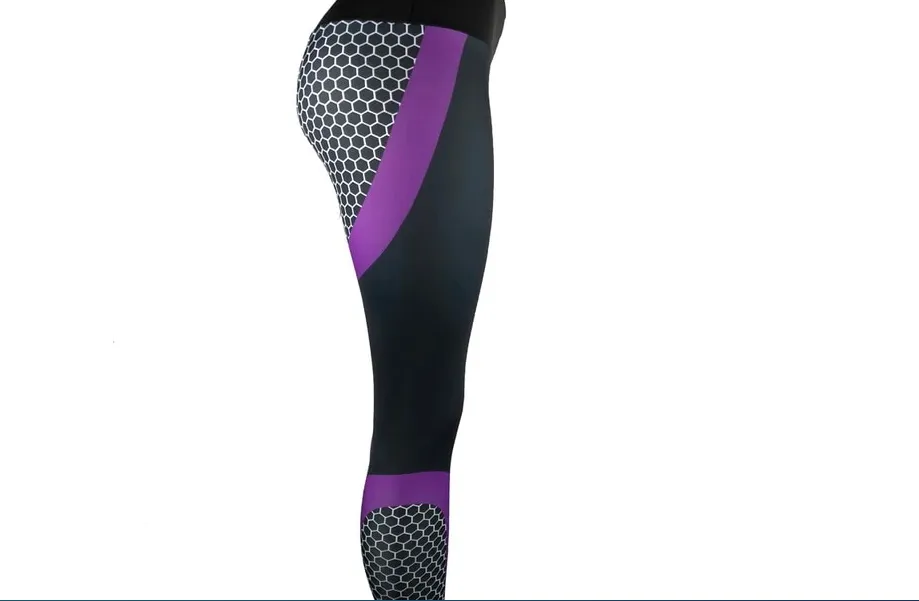 Ultralite-Purple  Women Mesh Print High Waist Elastic