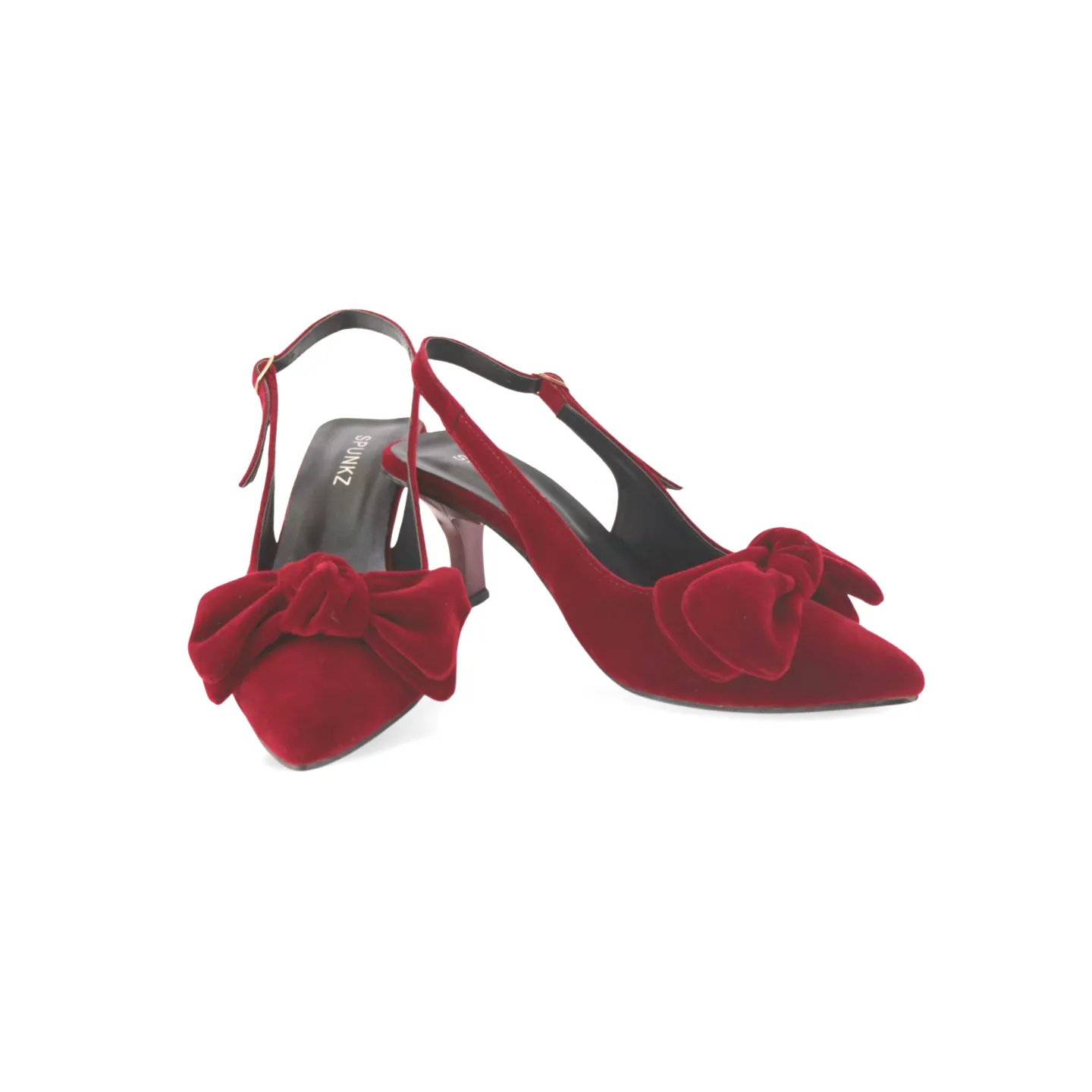 velvet Sling Back High Heels with Bow for Women