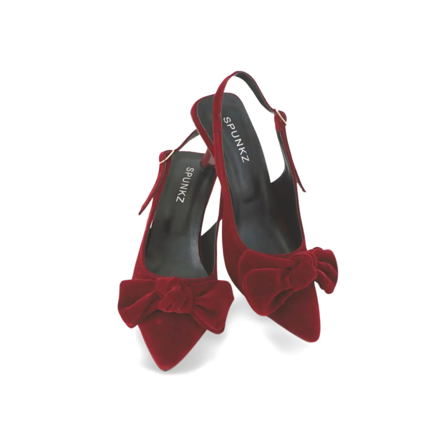 velvet Sling Back High Heels with Bow for Women