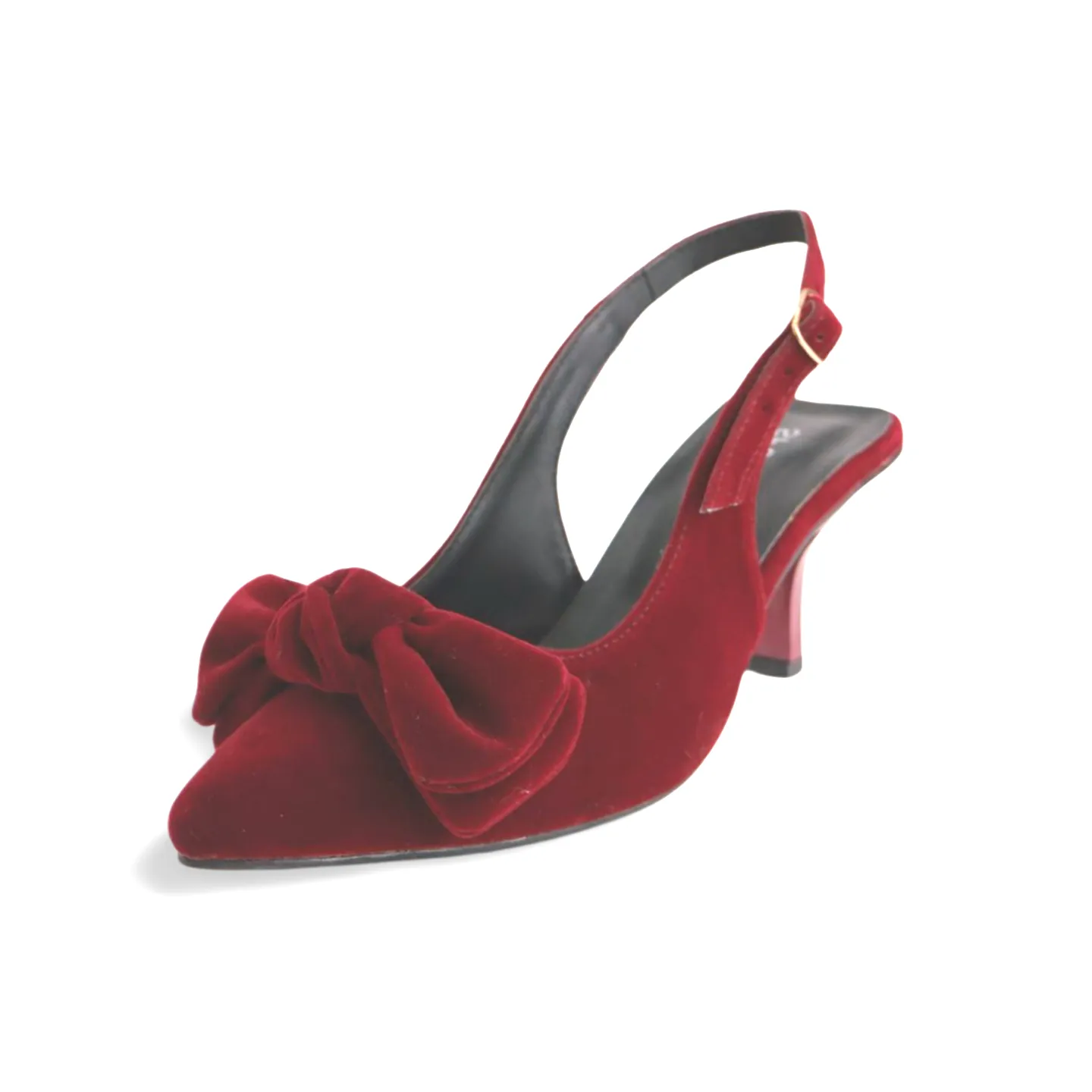 velvet Sling Back High Heels with Bow for Women