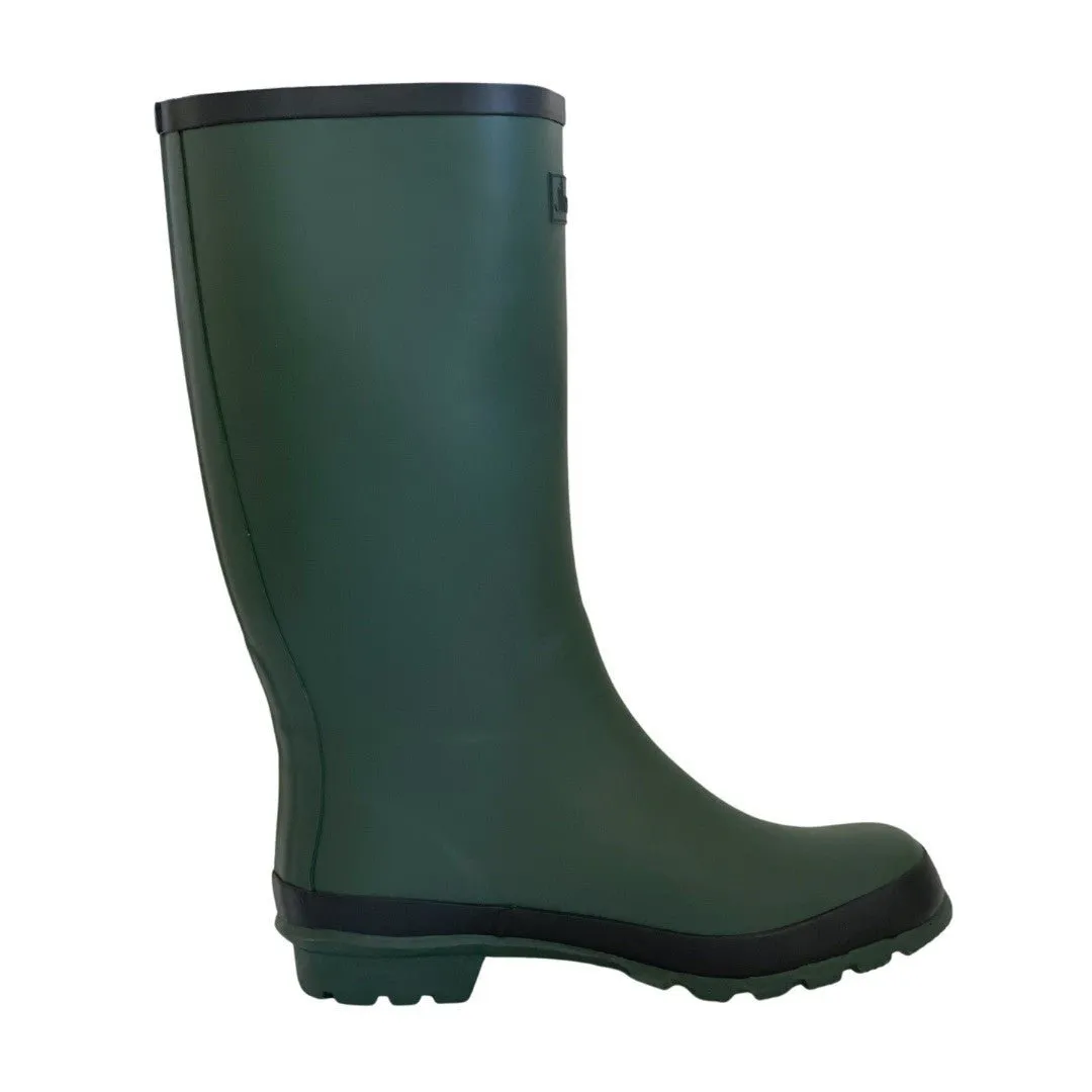 Wide Calf Wellies - Green with Black Trim - Regular Fit in Foot and Ankle