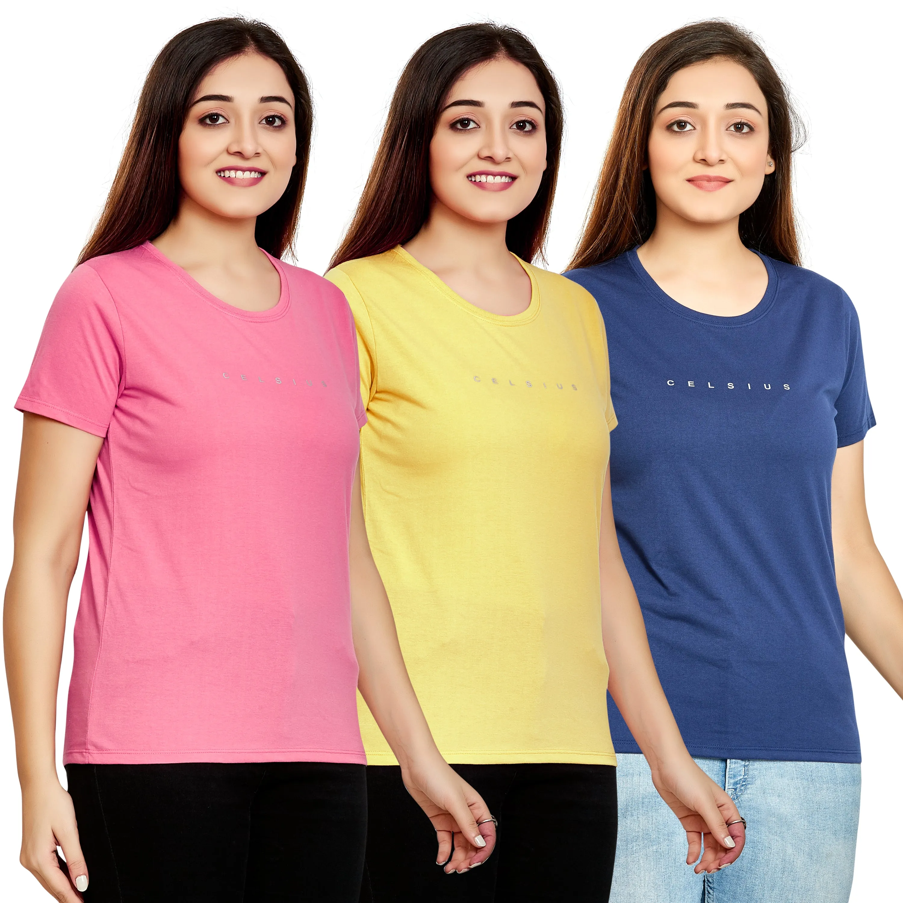 WOMEN 3 PIECE PACK CREW NECK TSHIRT