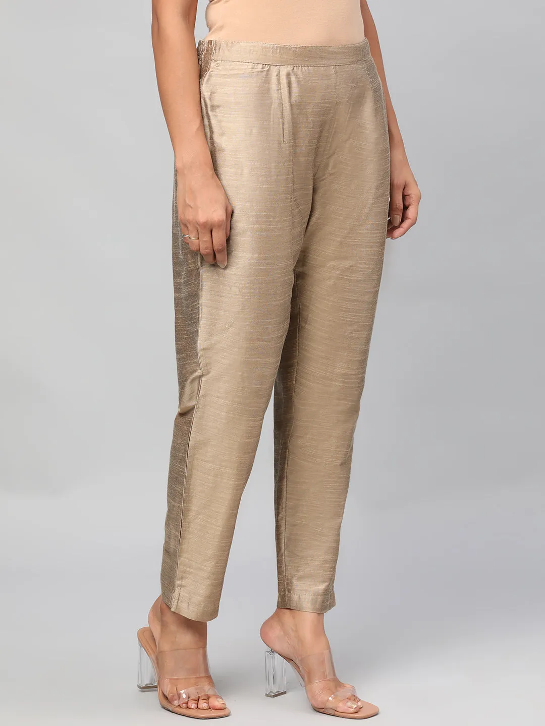 Women Beige Solid Trouser