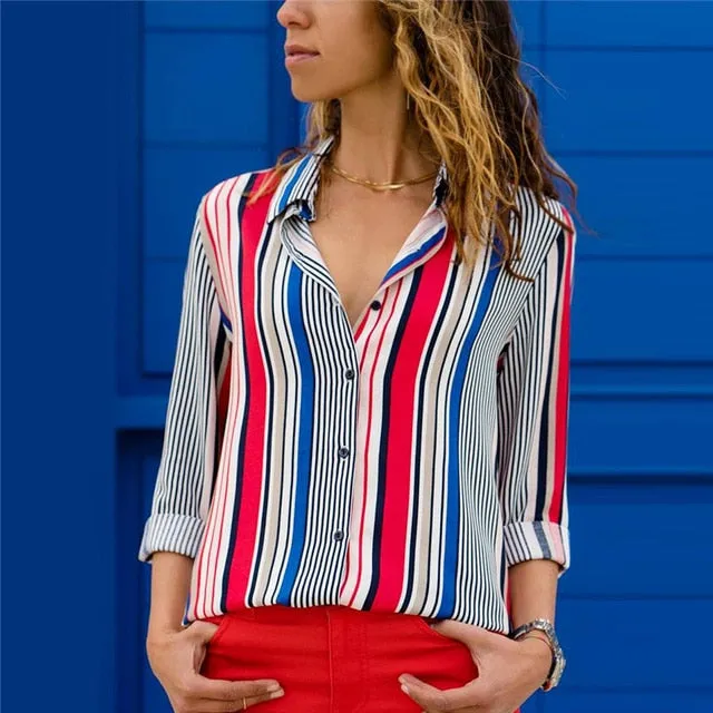 Women Blouses 2020 Fashion Long Sleeve Turn Down Collar