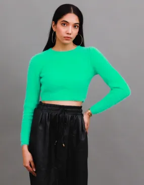 Women Green Ribbed Sweater