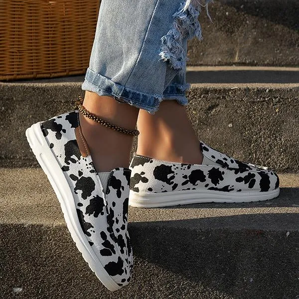 Women's Casual Canvas Leopard Print Flat Sneakers 35030889S