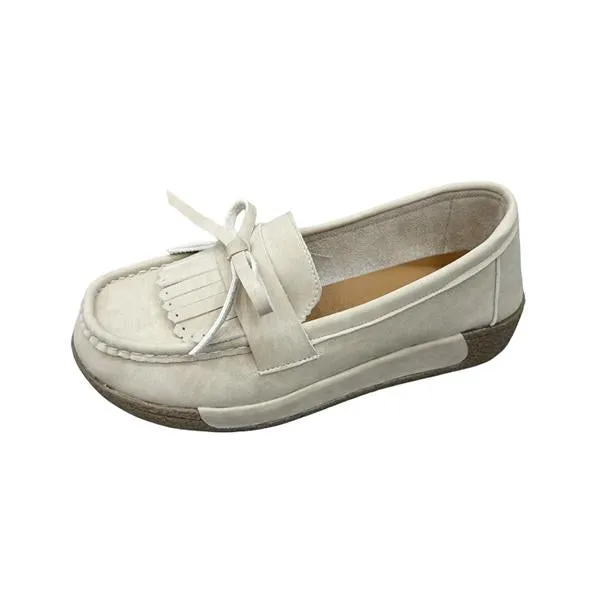 Women's Casual Slip-on Bow Thick Sole Loafers 03634701S