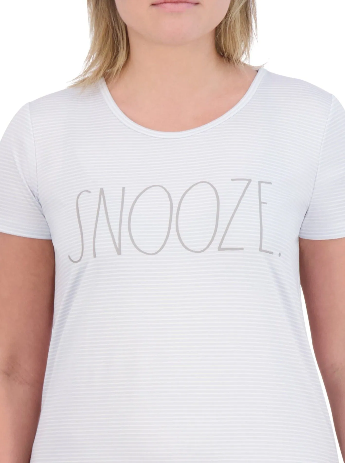 Women's "SNOOZE" Short Sleeve Striped HiLo Nightshirt