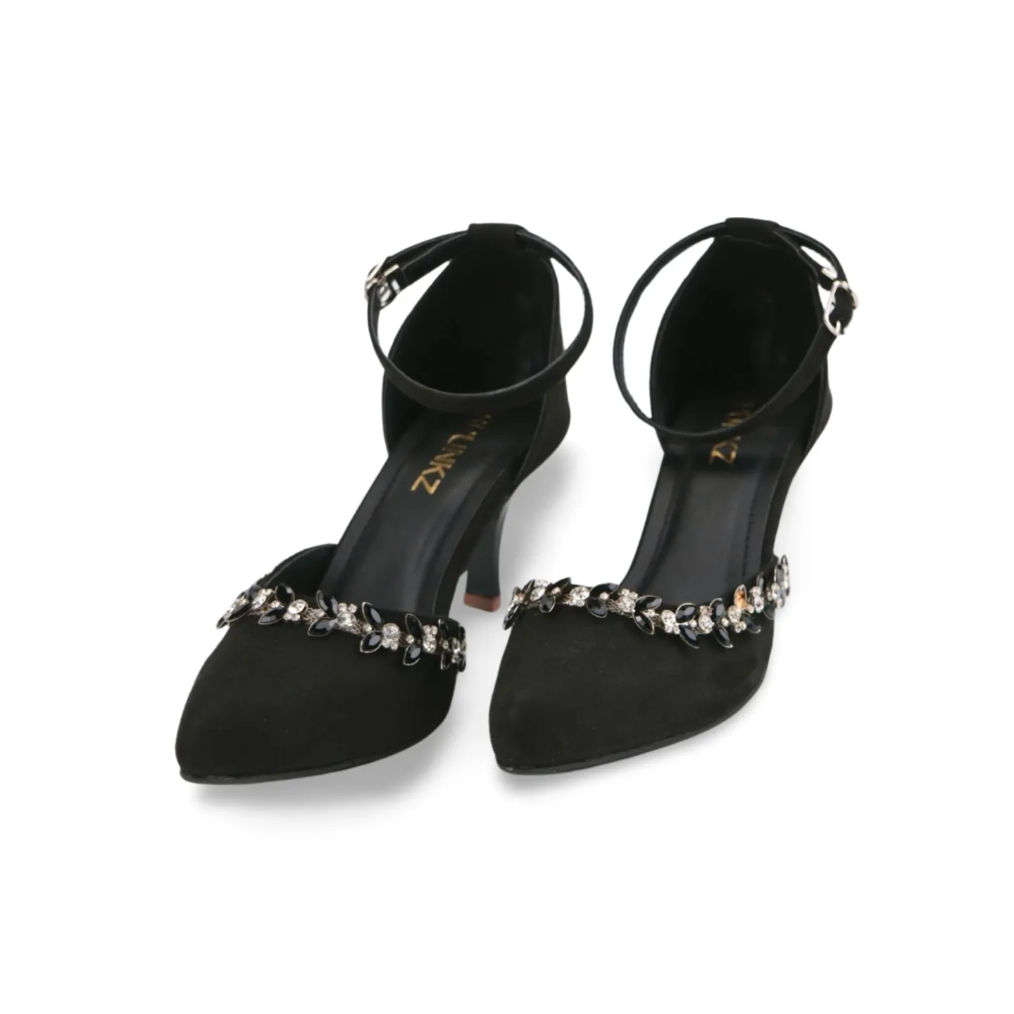 Women's Rhinestone Decor Closed Toe Ankle Strap Pointy High Heels